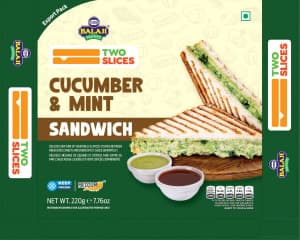 Balaji Cucumber and Mint Sandwich Two Slices Medium Spicy 220G